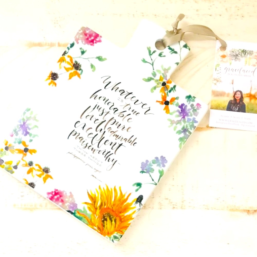 "Whatever Is True" Ceramic Trivet (Philippians 4:8)